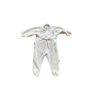 Patachou White Terry Cloth Footed Sleeper Bib Front Bows Infant Baby
